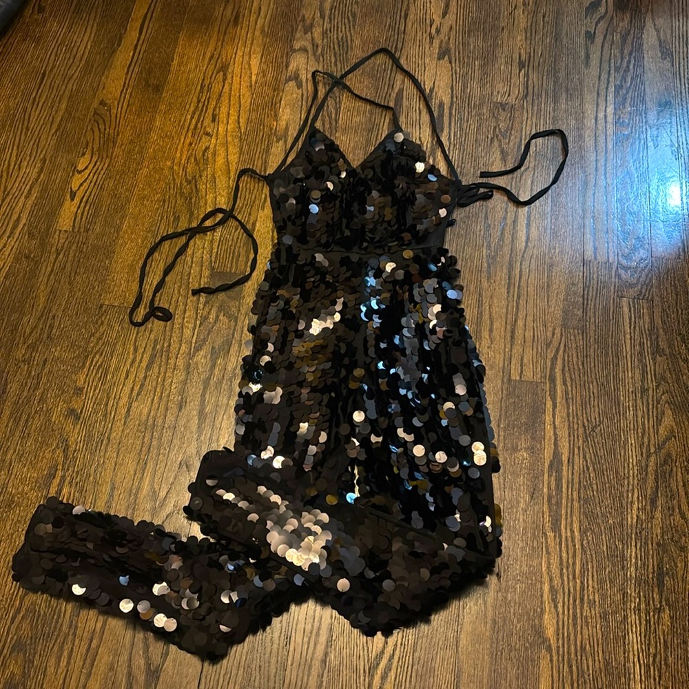 Backless sequin jumpsuit